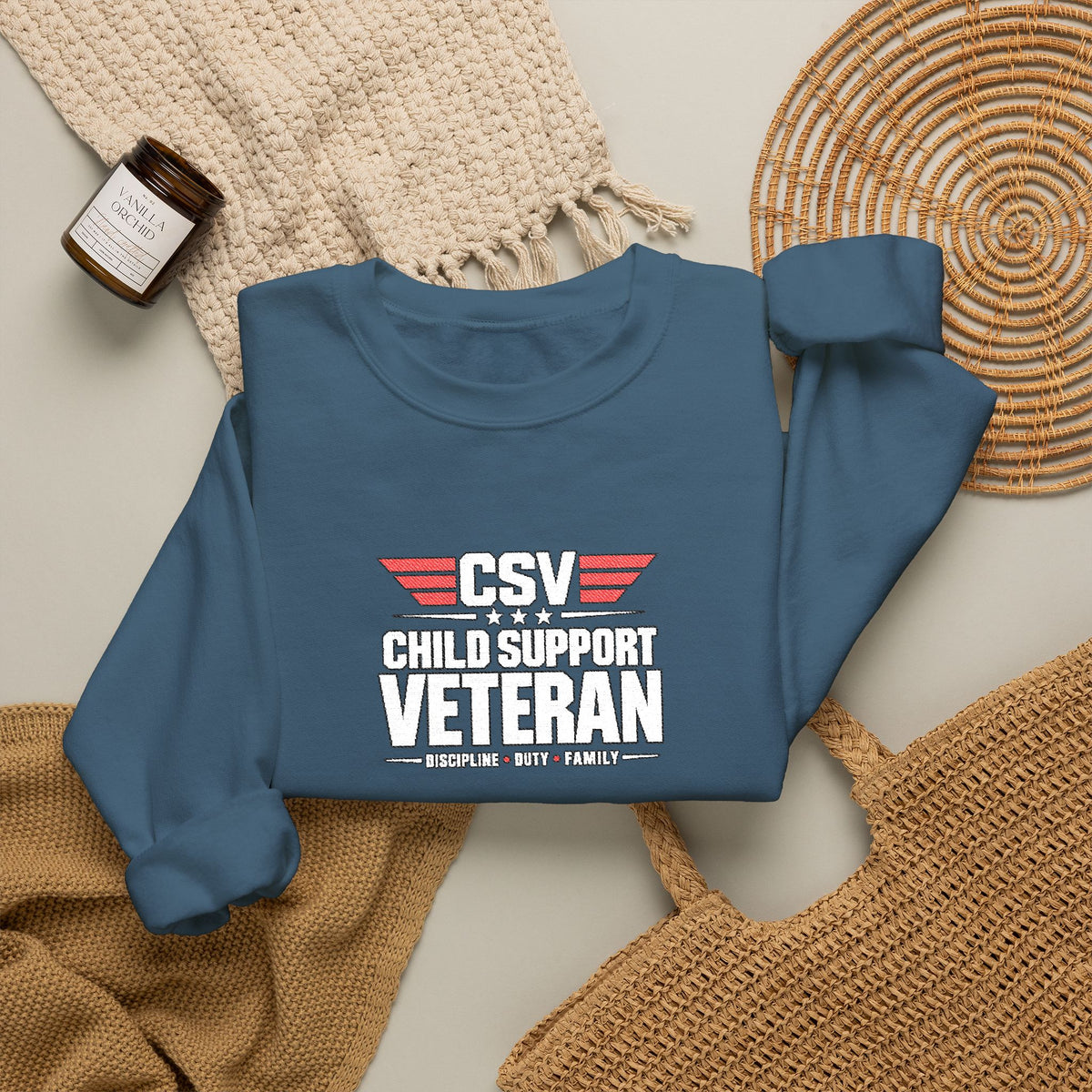 Veteran Dad Sweatshirt — Distressed USA Proud Veteran Crewneck