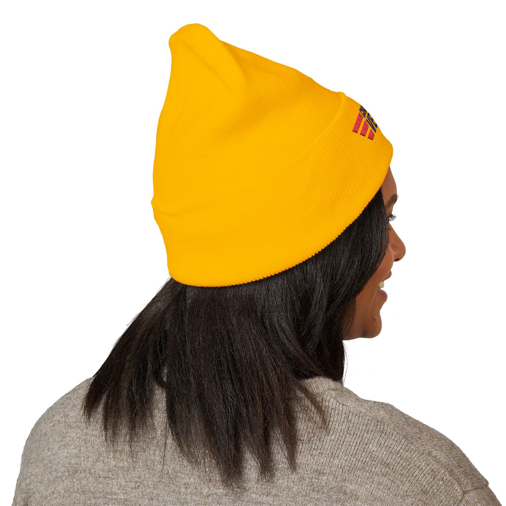 Child Support Veteran Embroidered Beanie — Patriotic Cuffed Knit Hat