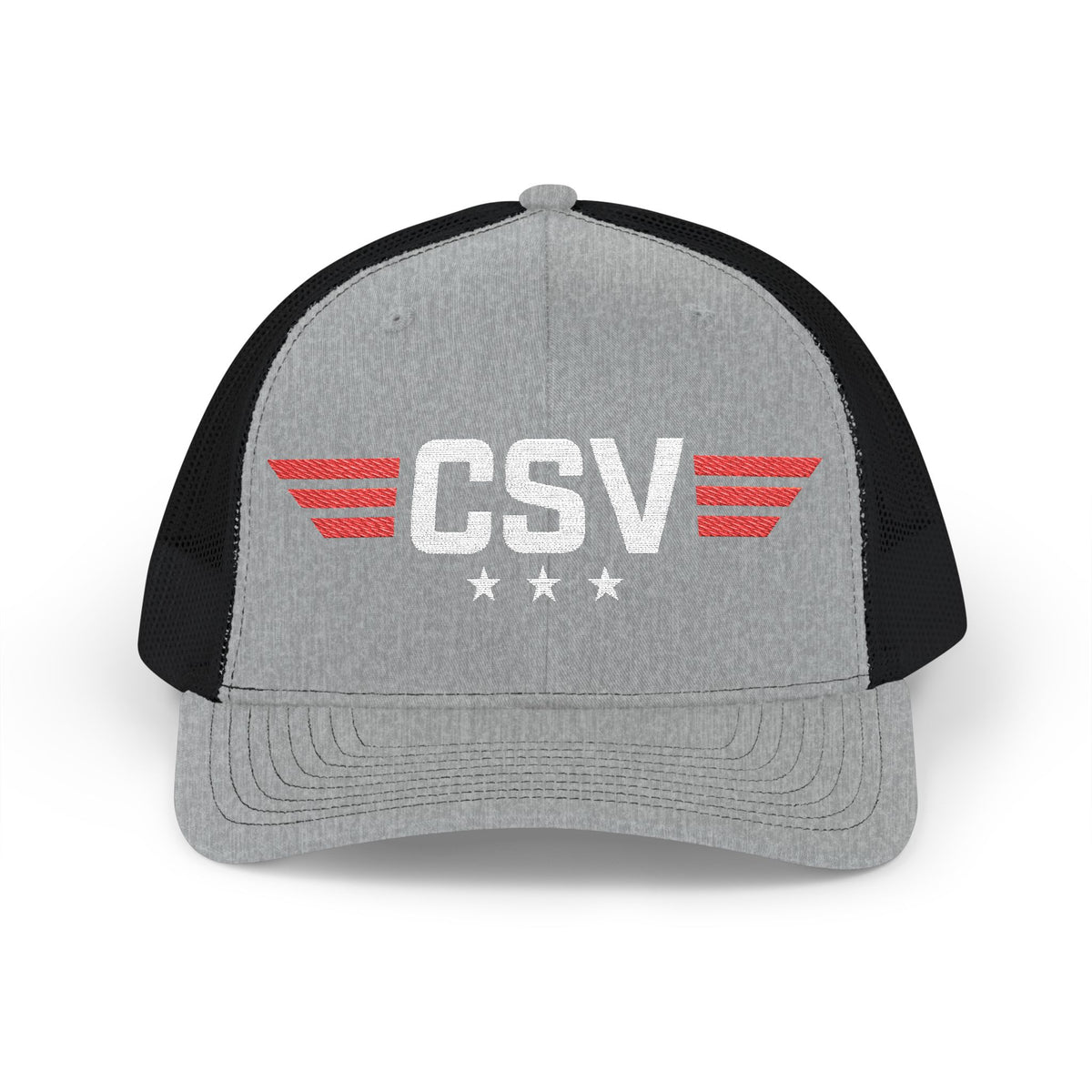 CSV Embroidered Trucker Cap — Retro Winged Logo Snapback