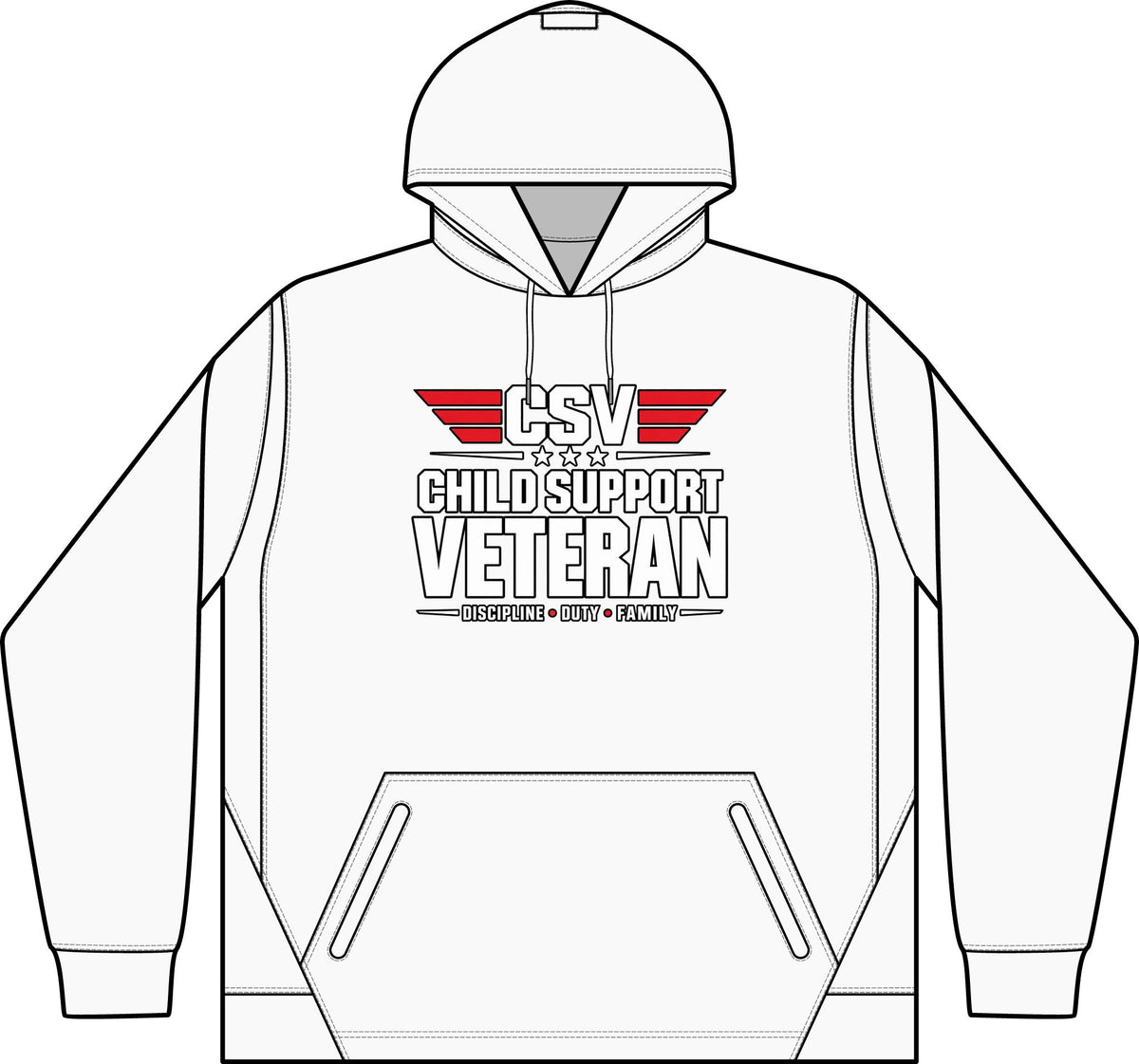 Child Support Veteran Hoodie - CSV Emblem Tech Fleece Colorblock Hooded Sweatshirt