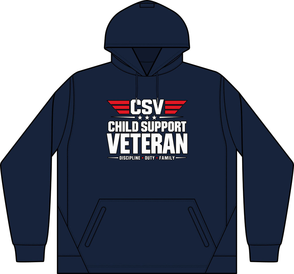 Child Support Veteran Hoodie - CSV Emblem Tech Fleece Colorblock Hooded Sweatshirt