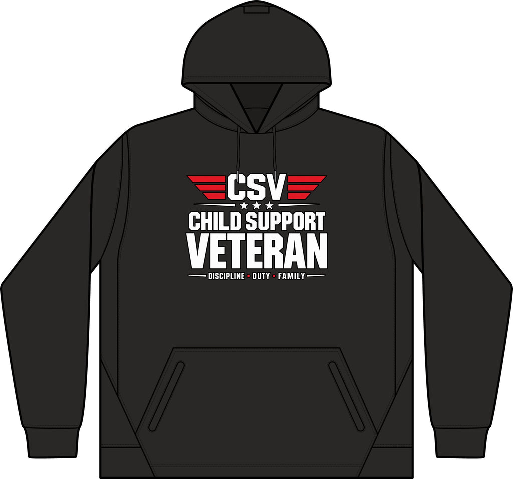 Child Support Veteran Hoodie - CSV Emblem Tech Fleece Colorblock Hooded Sweatshirt