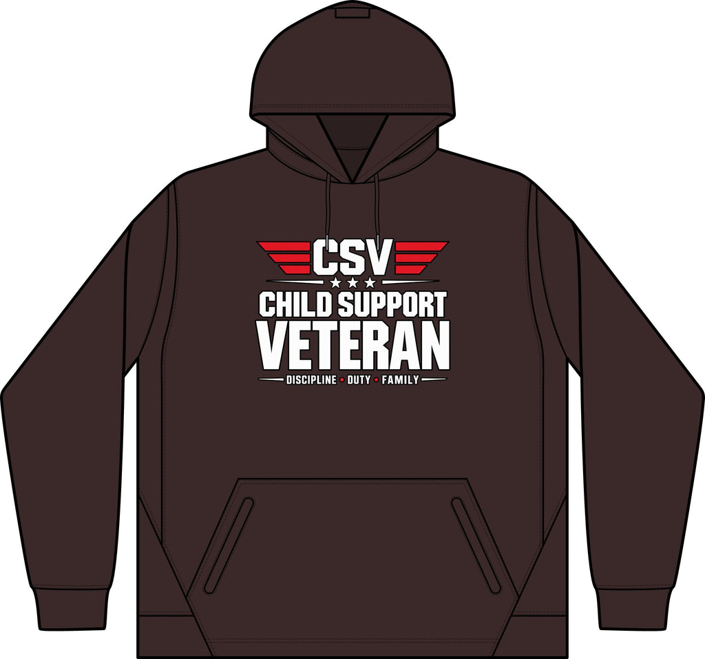 Child Support Veteran Hoodie - CSV Emblem Tech Fleece Colorblock Hooded Sweatshirt