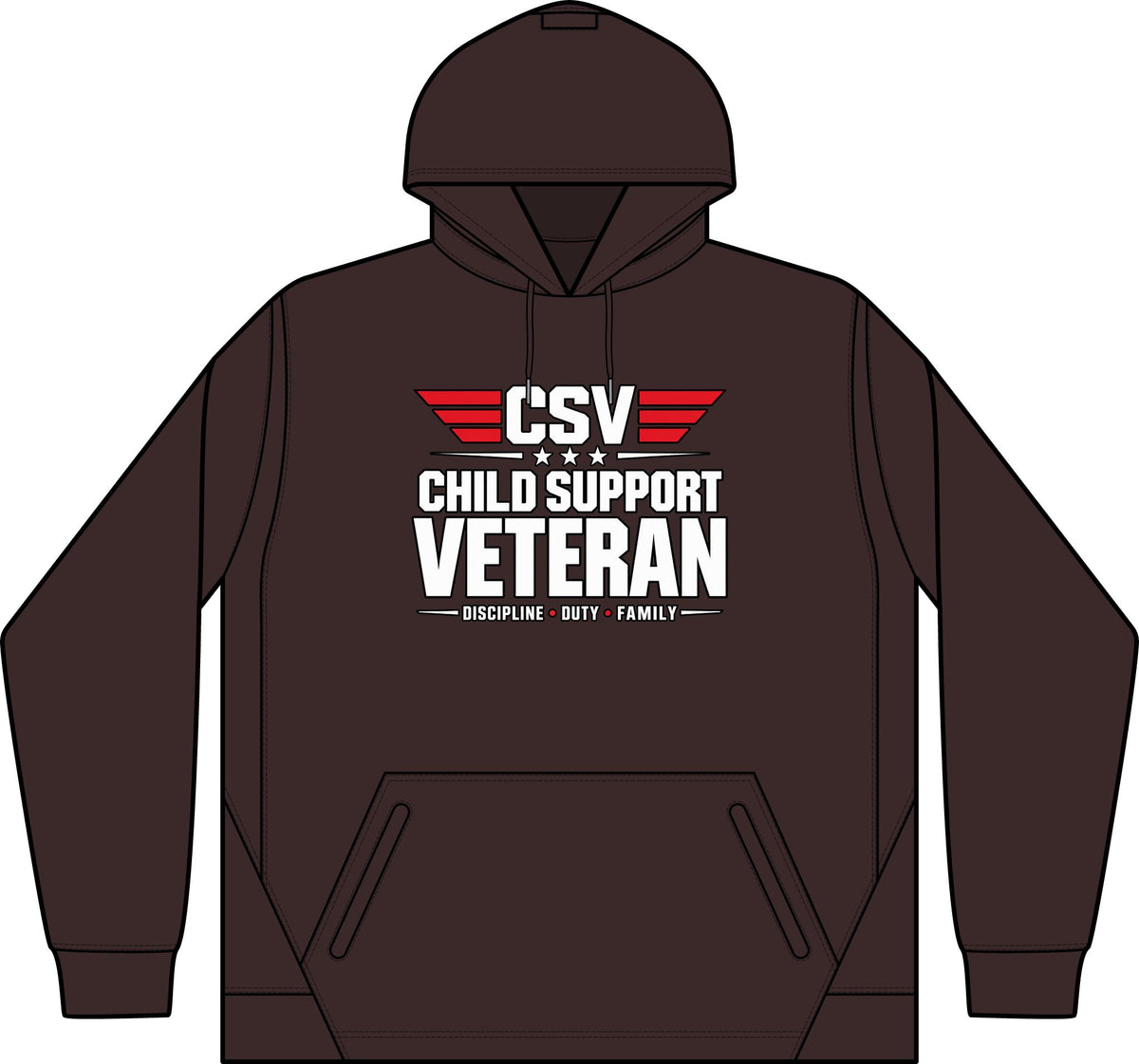 Child Support Veteran Hoodie - CSV Emblem Tech Fleece Colorblock Hooded Sweatshirt
