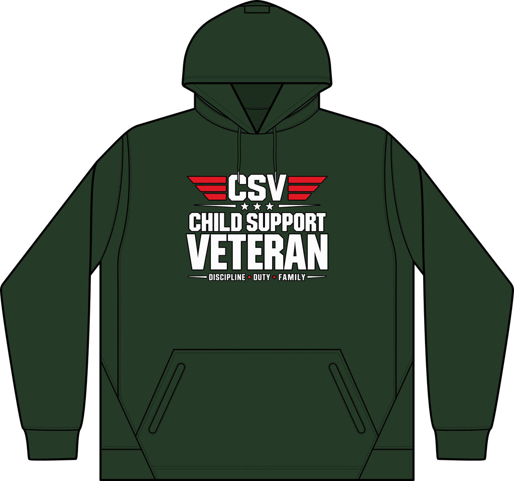 Child Support Veteran Hoodie - CSV Emblem Tech Fleece Colorblock Hooded Sweatshirt