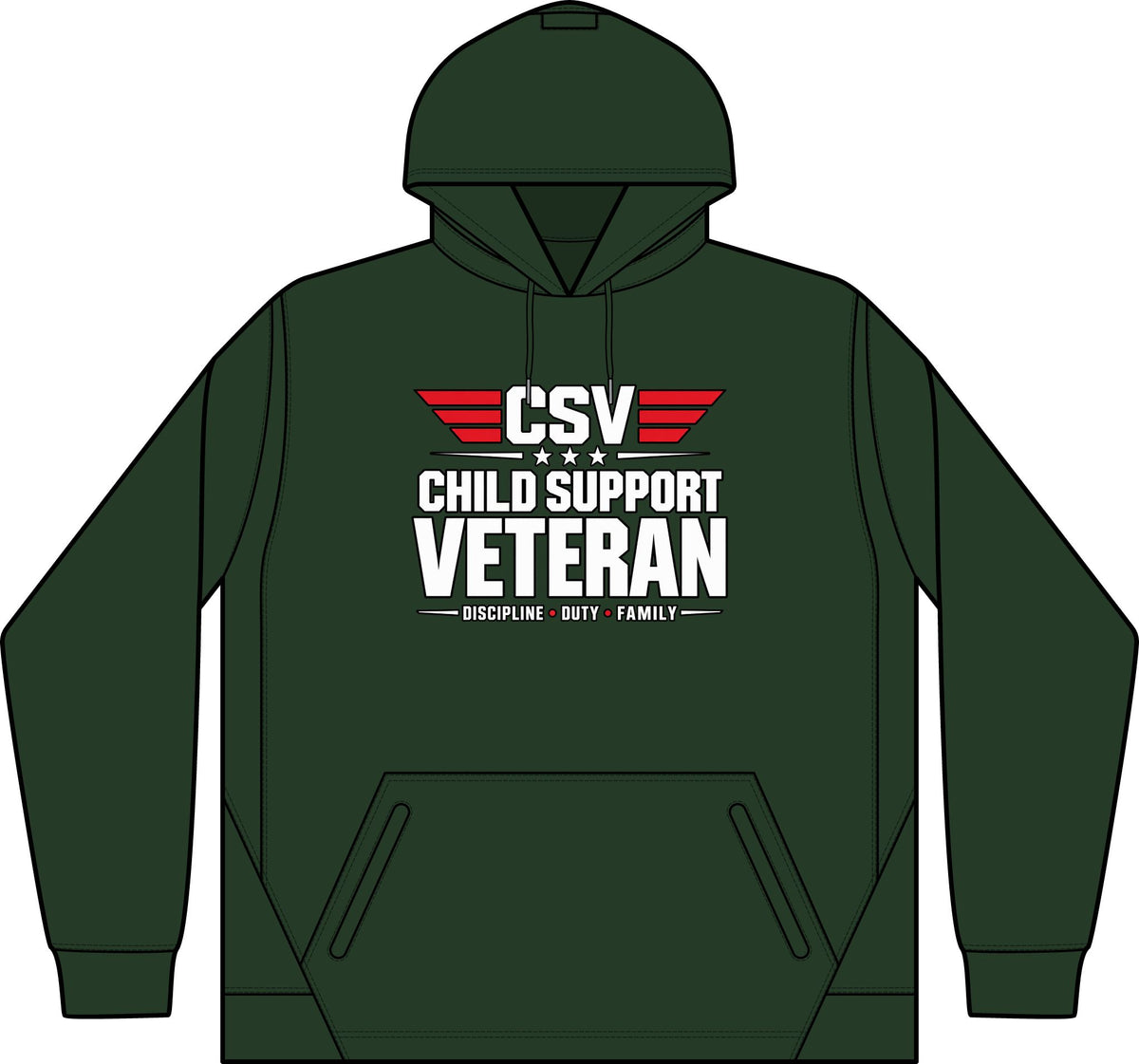 Child Support Veteran Hoodie - CSV Emblem Tech Fleece Colorblock Hooded Sweatshirt