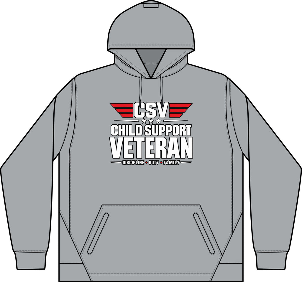 Child Support Veteran Hoodie - CSV Emblem Tech Fleece Colorblock Hooded Sweatshirt