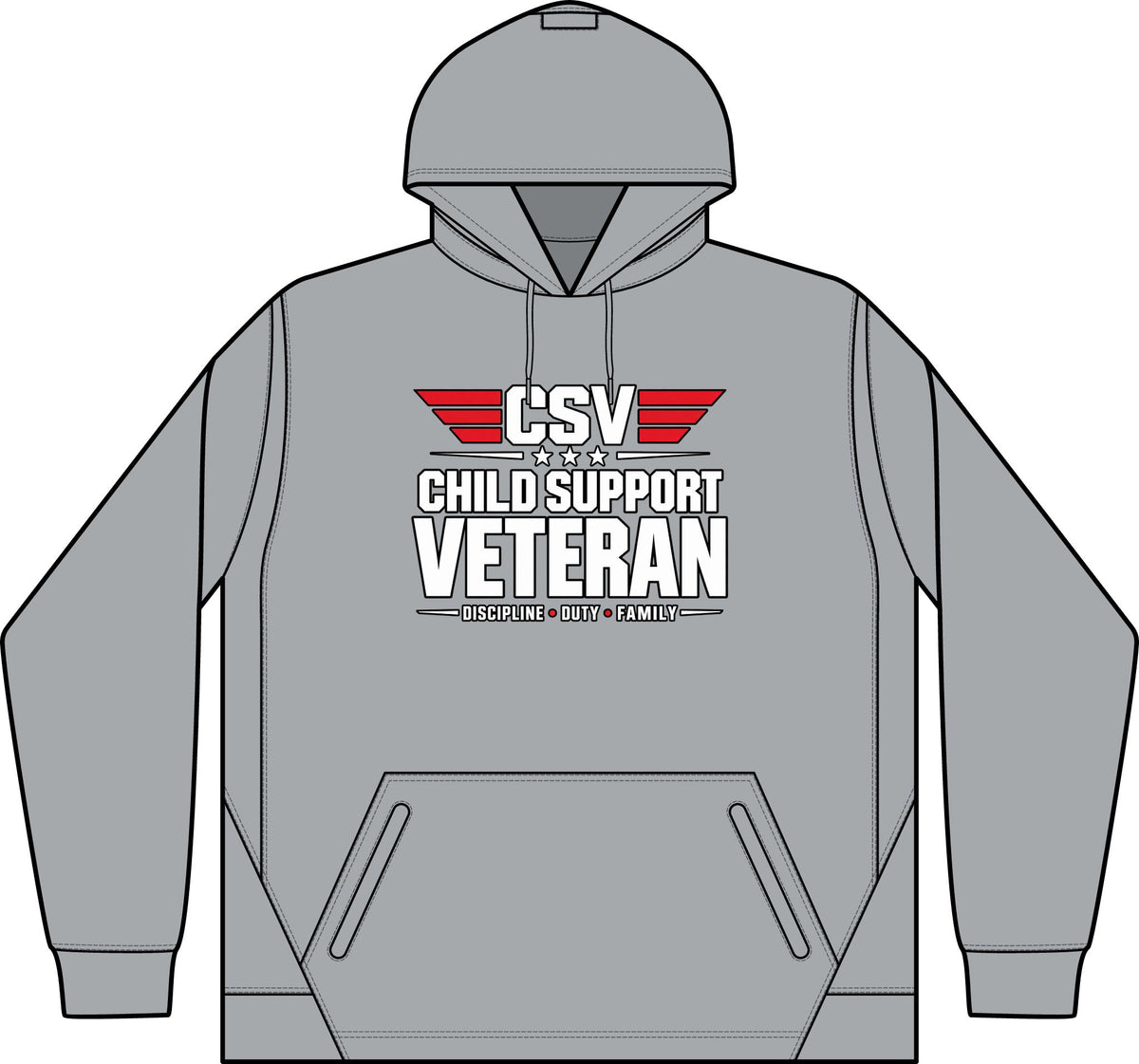Child Support Veteran Hoodie - CSV Emblem Tech Fleece Colorblock Hooded Sweatshirt
