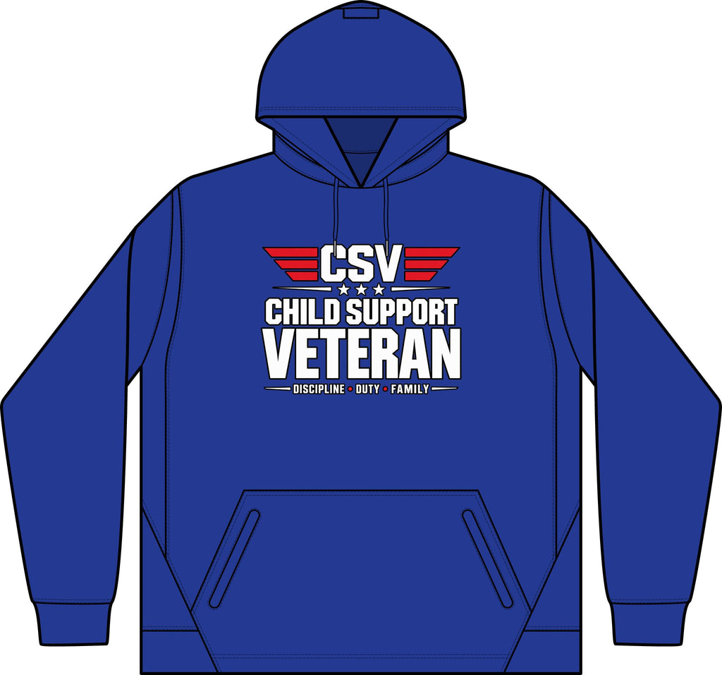 Child Support Veteran Hoodie - CSV Emblem Tech Fleece Colorblock Hooded Sweatshirt