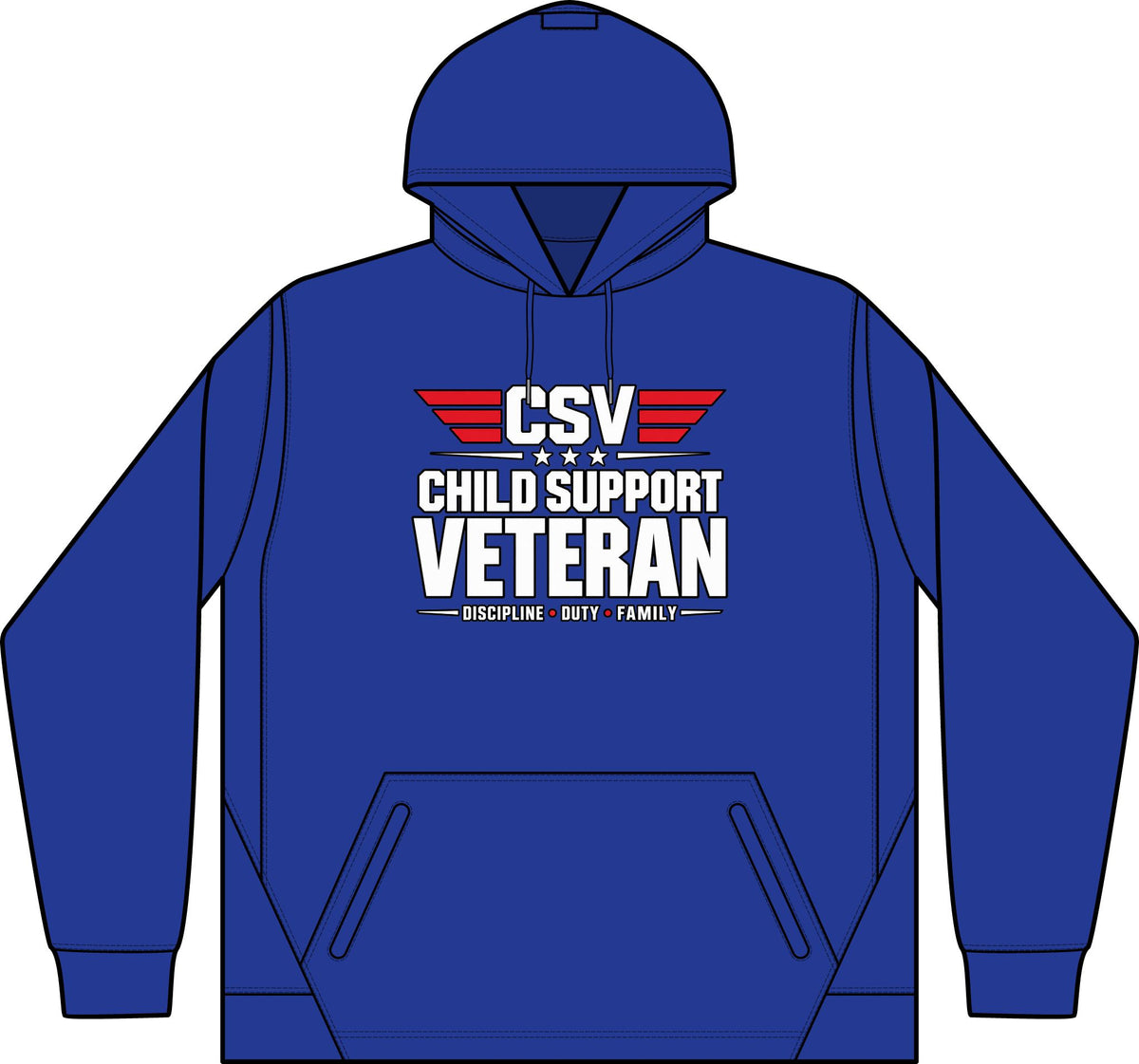 Child Support Veteran Hoodie - CSV Emblem Tech Fleece Colorblock Hooded Sweatshirt