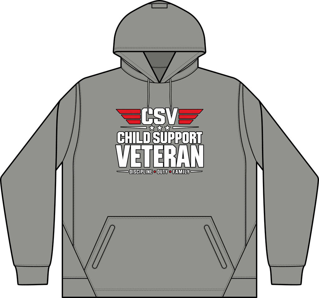 Child Support Veteran Hoodie - CSV Emblem Tech Fleece Colorblock Hooded Sweatshirt