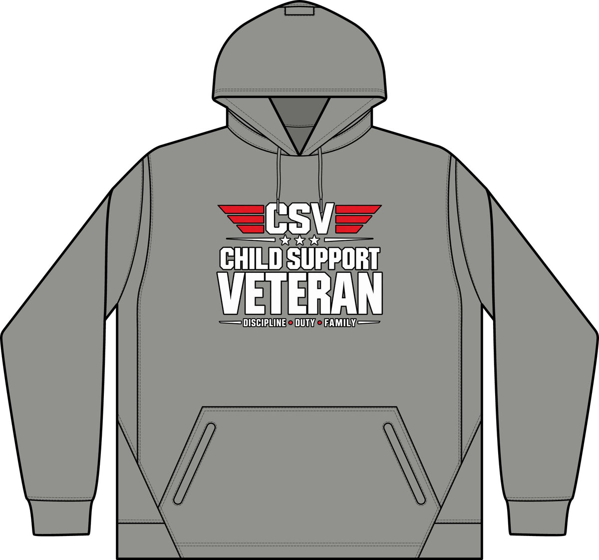 Child Support Veteran Hoodie - CSV Emblem Tech Fleece Colorblock Hooded Sweatshirt