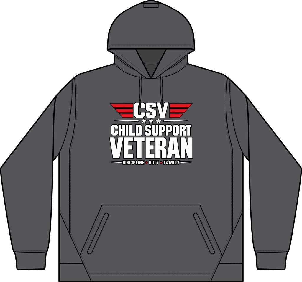 Child Support Veteran Hoodie - CSV Emblem Tech Fleece Colorblock Hooded Sweatshirt