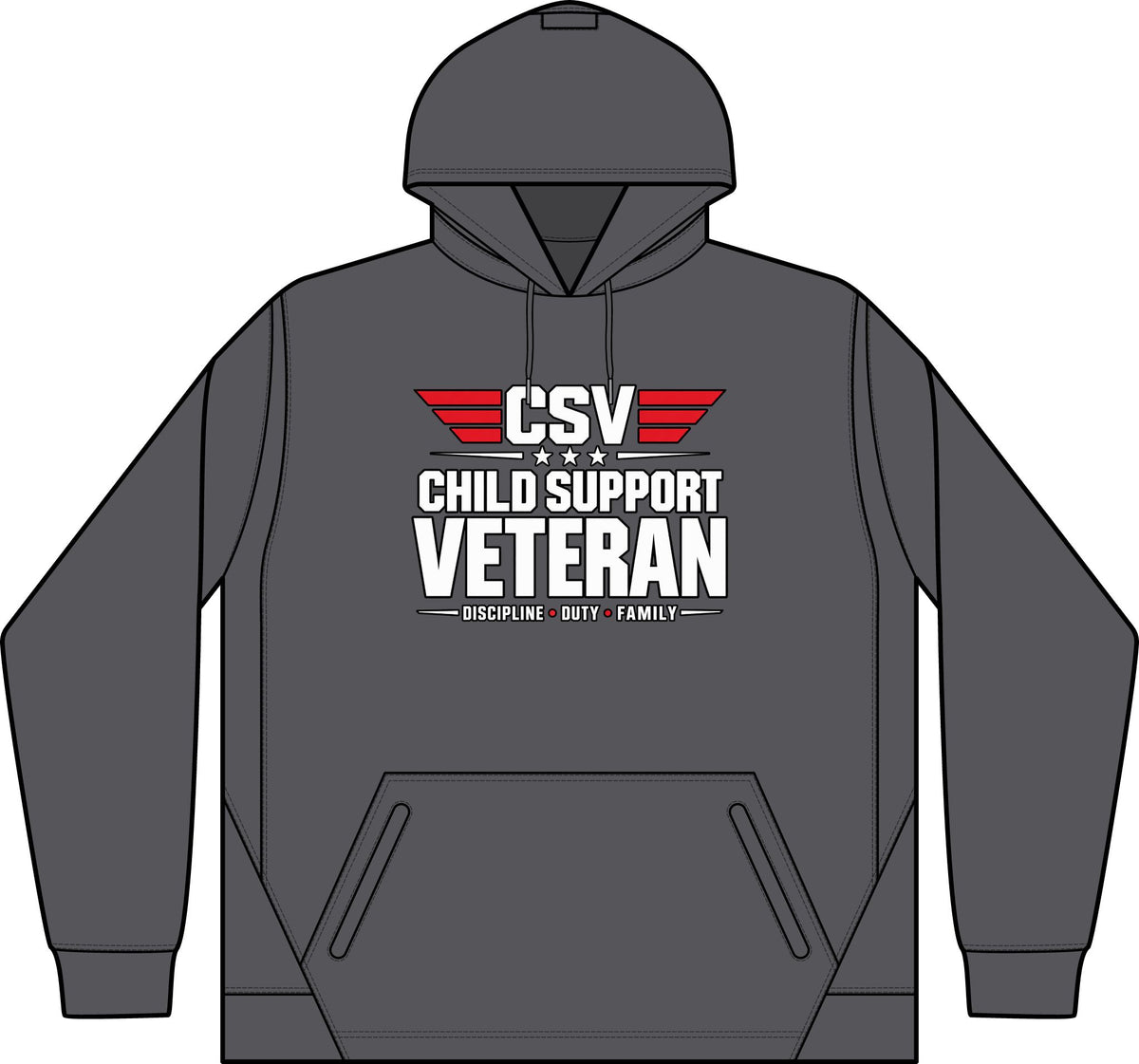 Child Support Veteran Hoodie - CSV Emblem Tech Fleece Colorblock Hooded Sweatshirt
