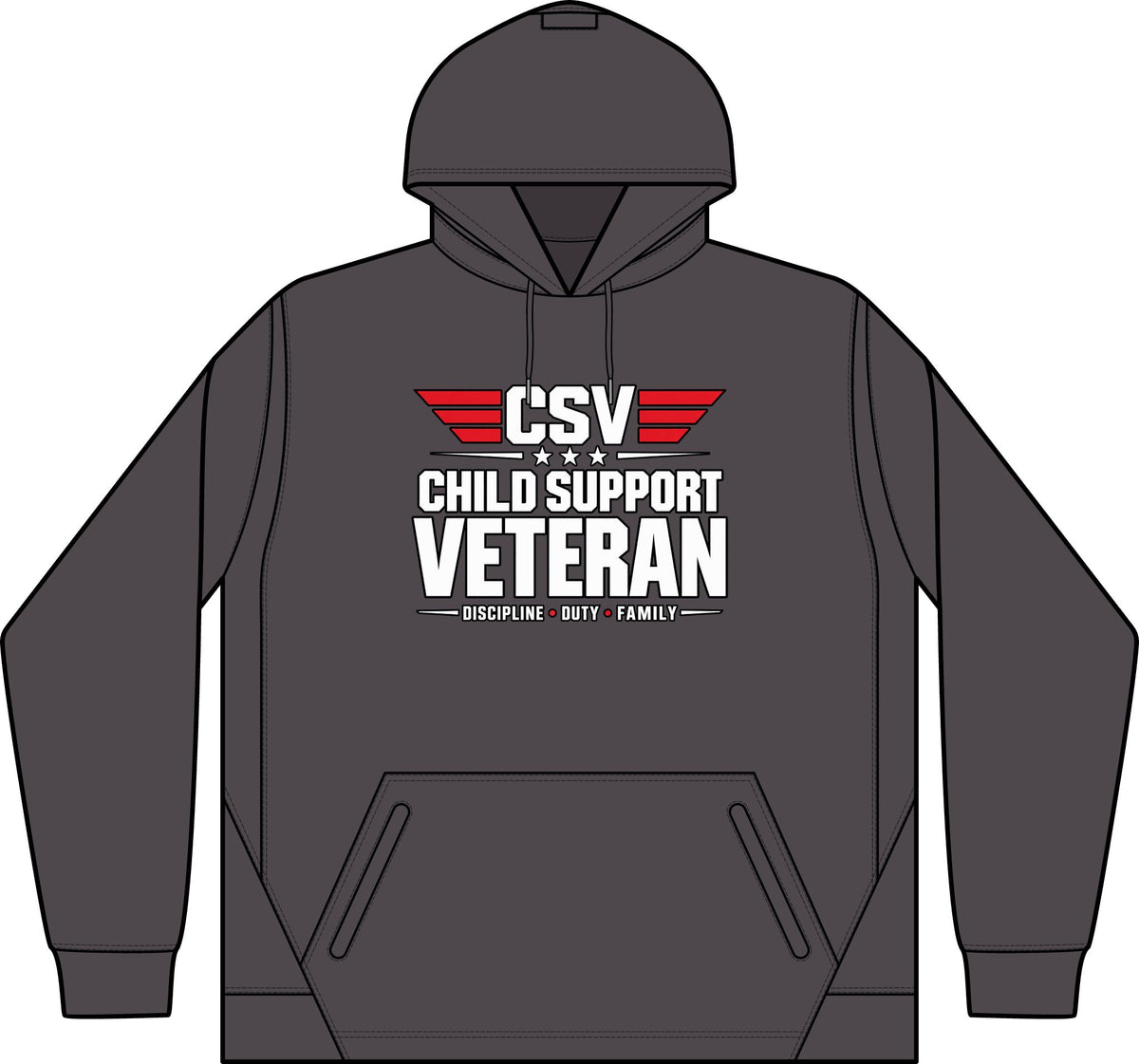 Child Support Veteran Hoodie - CSV Emblem Tech Fleece Colorblock Hooded Sweatshirt