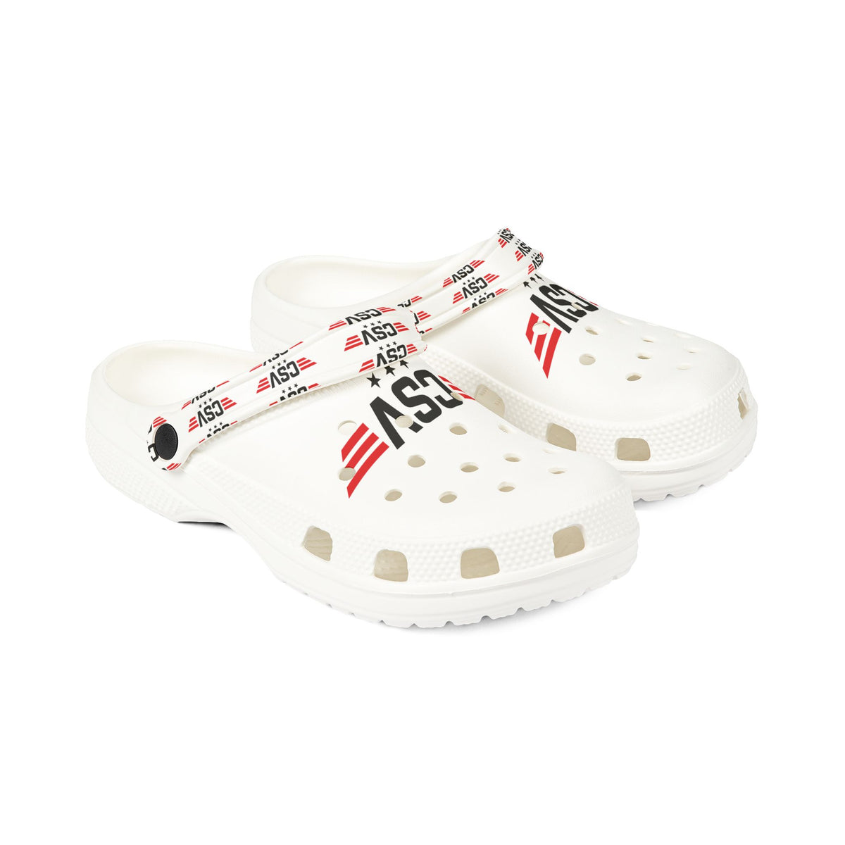 CSV Logo Foam Clogs — White EVA Slip-On Shoes