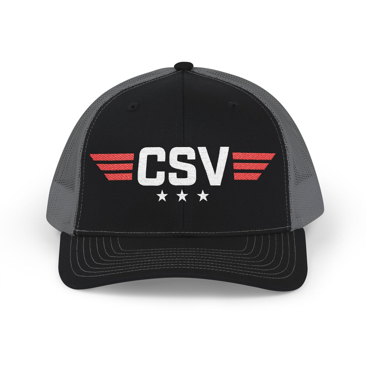 CSV Embroidered Trucker Cap — Retro Winged Logo Snapback