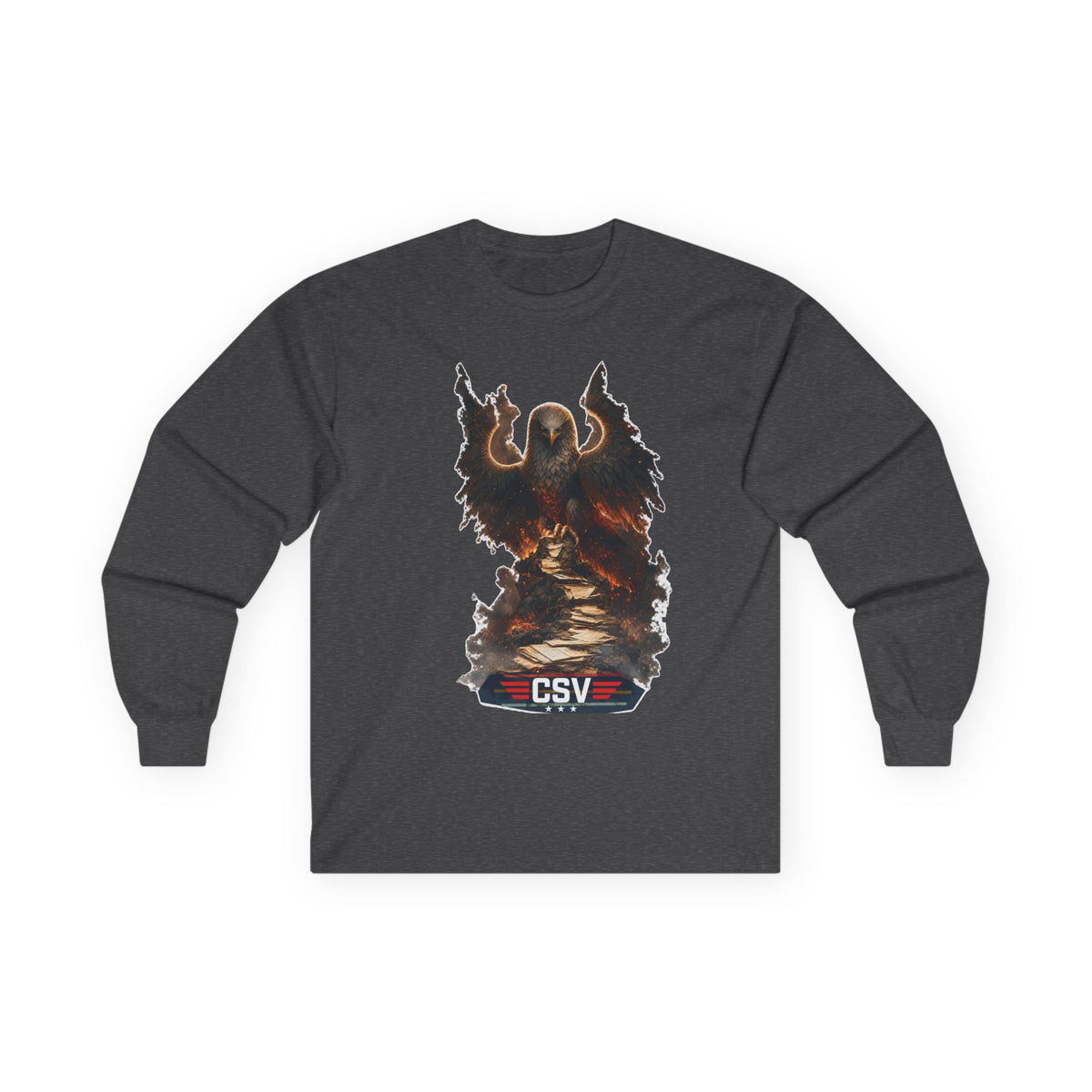 Long Sleeve Tee — Vintage Eagle Graphic “CSV” Patriotic Military Vibe