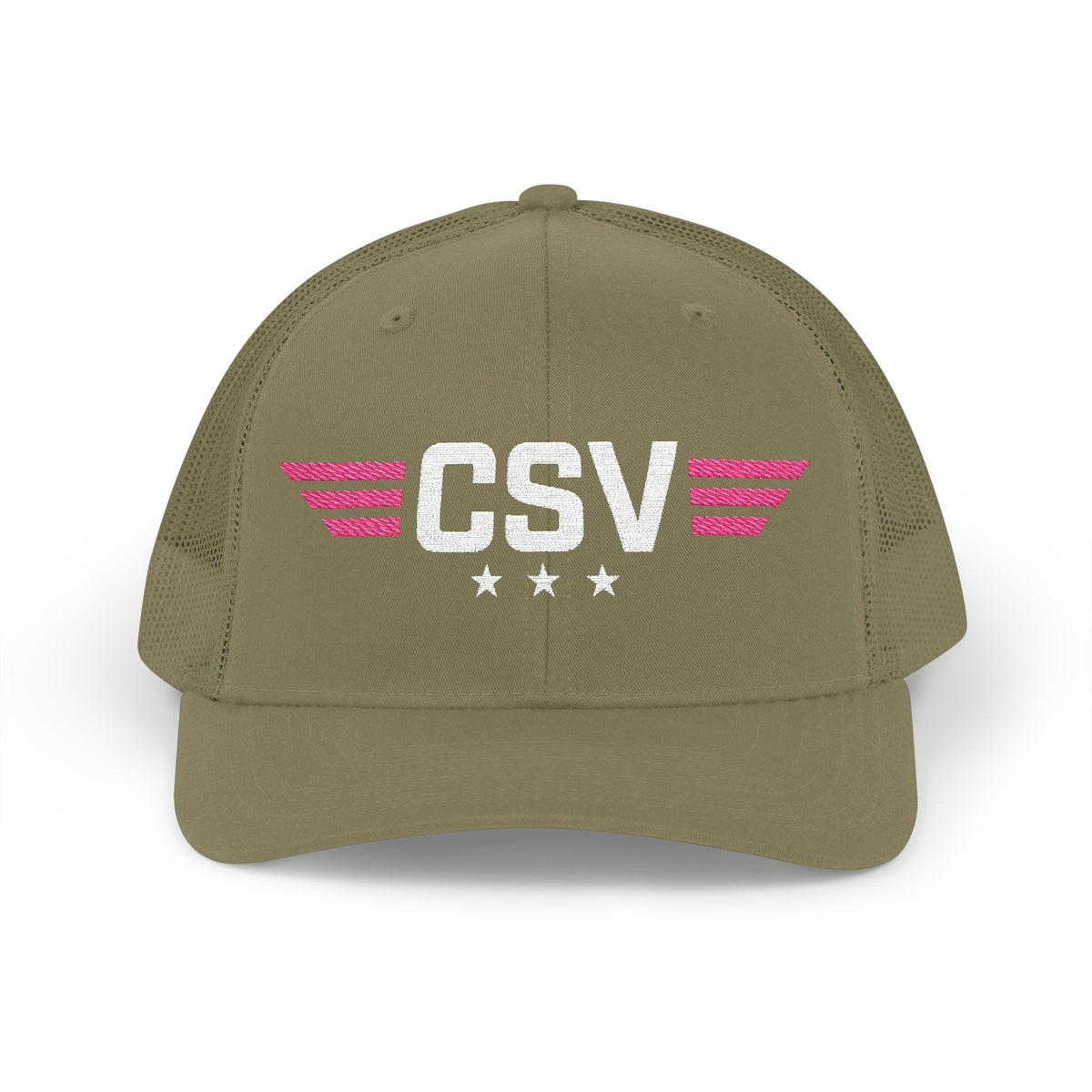 CSV Embroidered Trucker Cap — Retro Winged Logo Snapback