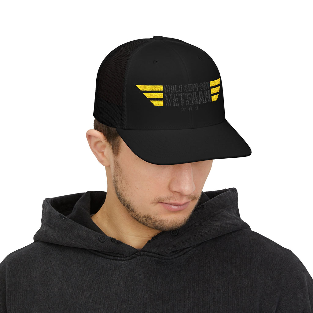 CSV Embroidered Trucker Cap — Retro Winged Logo Snapback