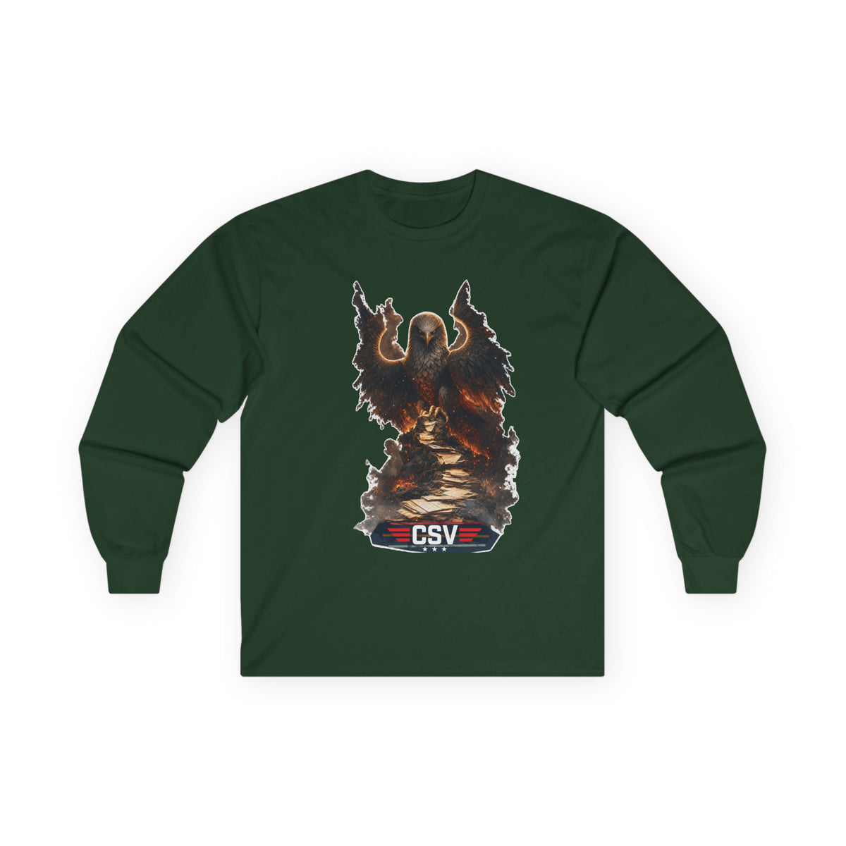 Long Sleeve Tee — Vintage Eagle Graphic “CSV” Patriotic Military Vibe