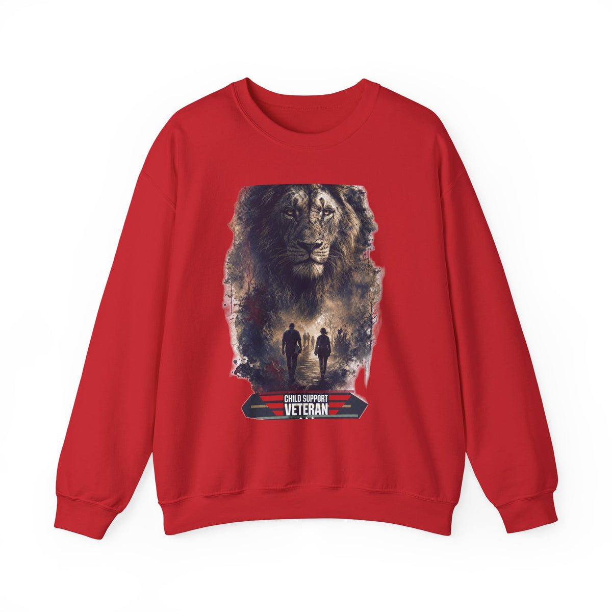 Crewneck Sweatshirt — Child Support Veteran Lion Graphic