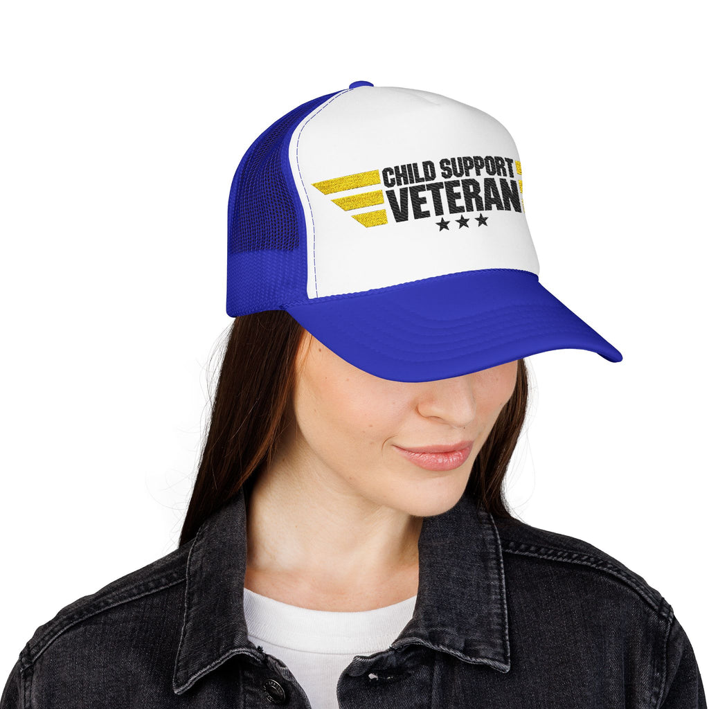 Veteran Wings Trucker Hat — Distressed 'Proud Support Veteran' Foam Cap