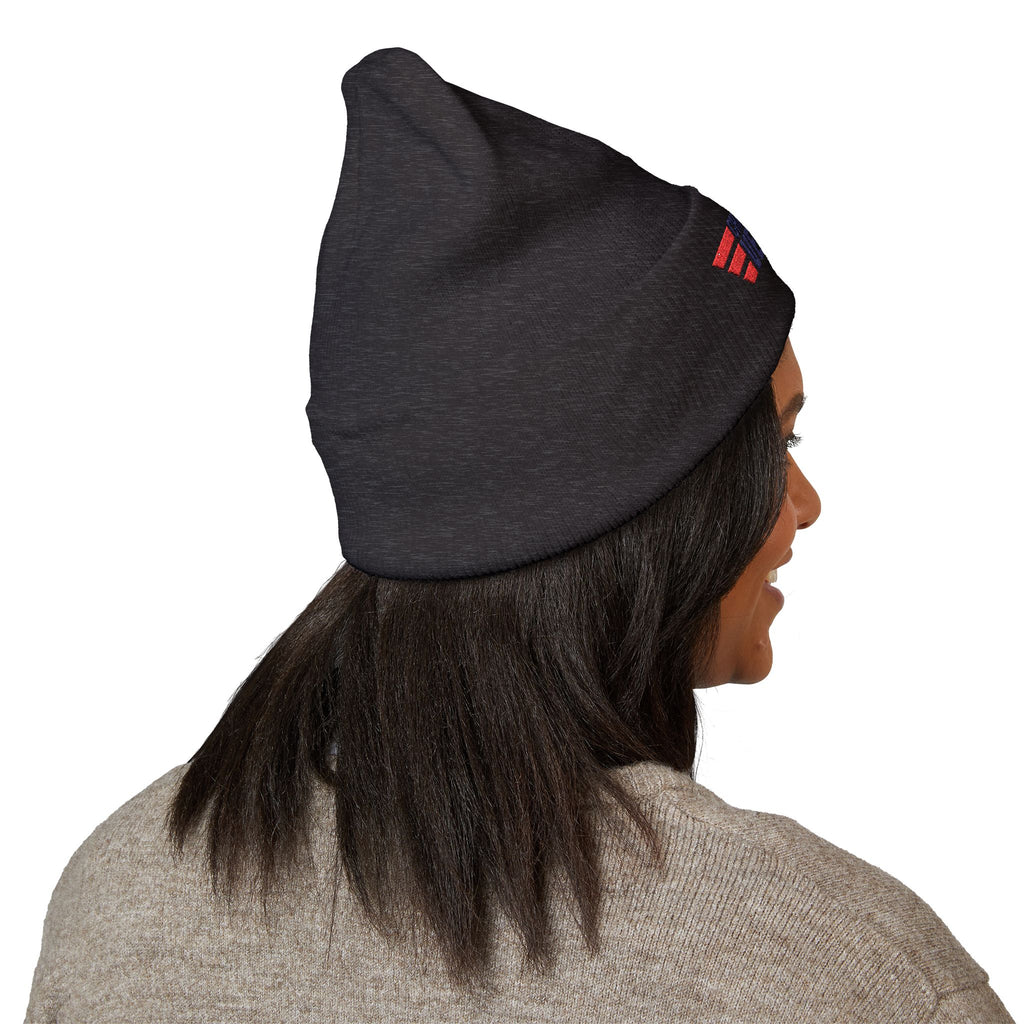 Child Support Veteran Embroidered Beanie — Patriotic Cuffed Knit Hat