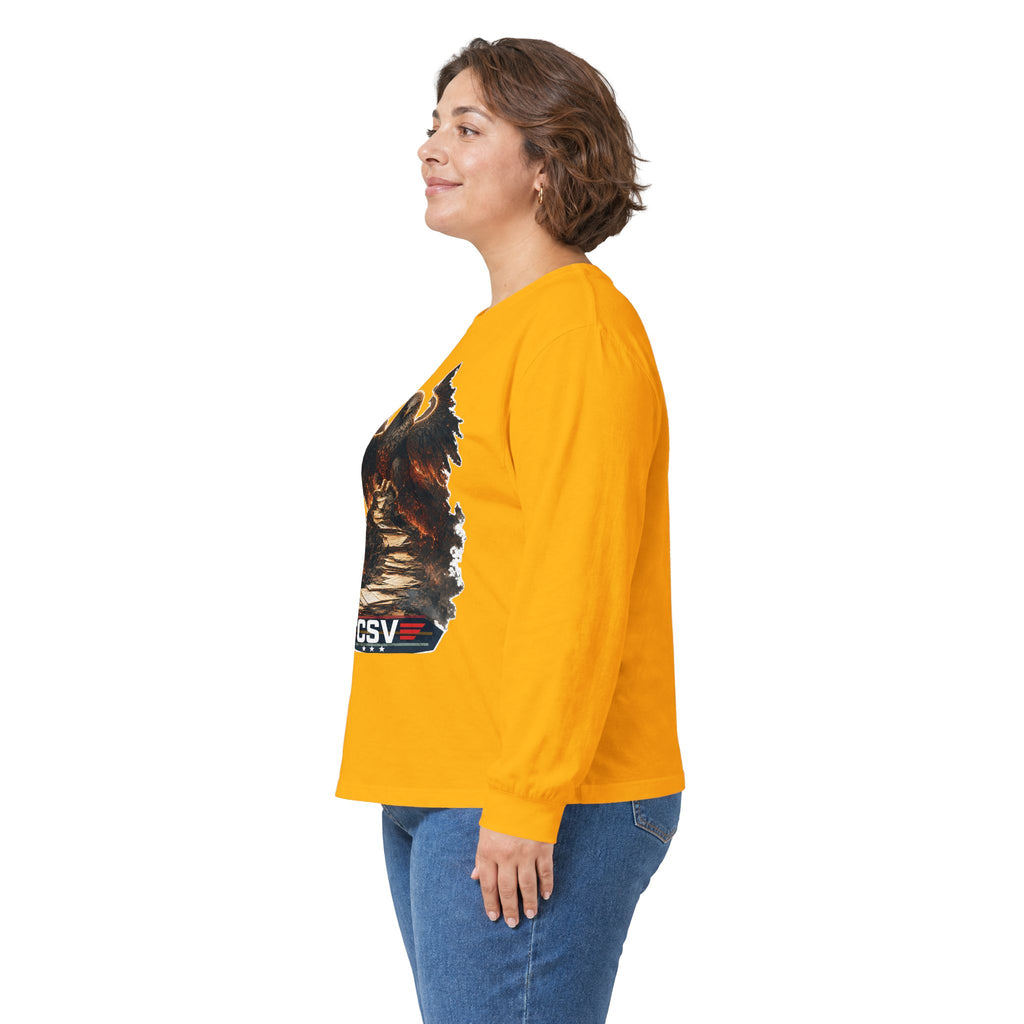 Long Sleeve Tee — Vintage Eagle Graphic “CSV” Patriotic Military Vibe