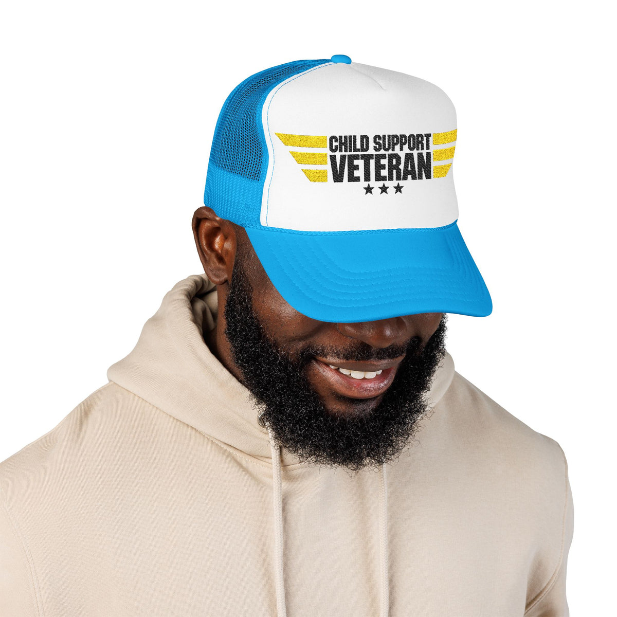 Veteran Wings Trucker Hat — Distressed 'Proud Support Veteran' Foam Cap