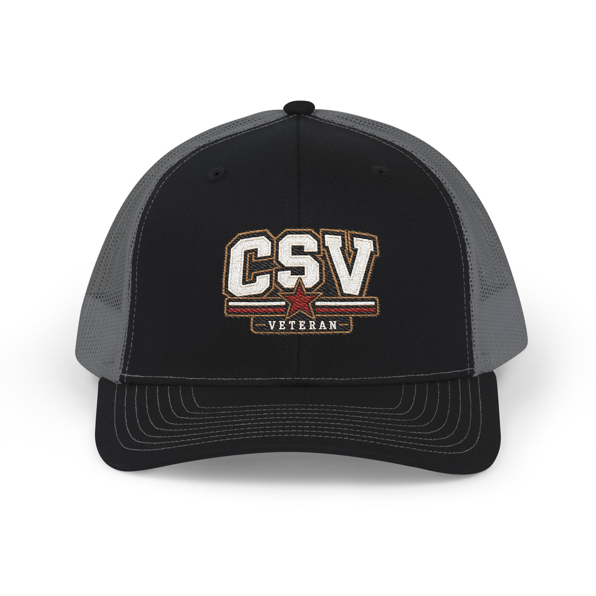CSV Veteran Trucker Cap — Embroidered Patriotic Snapback