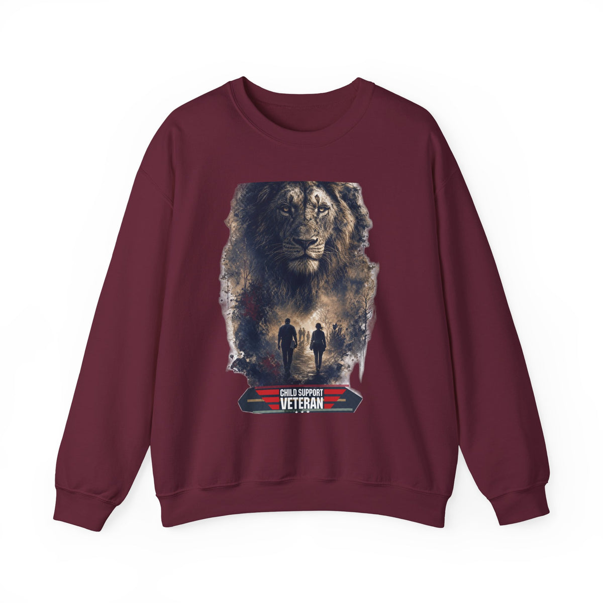 Crewneck Sweatshirt — Child Support Veteran Lion Graphic