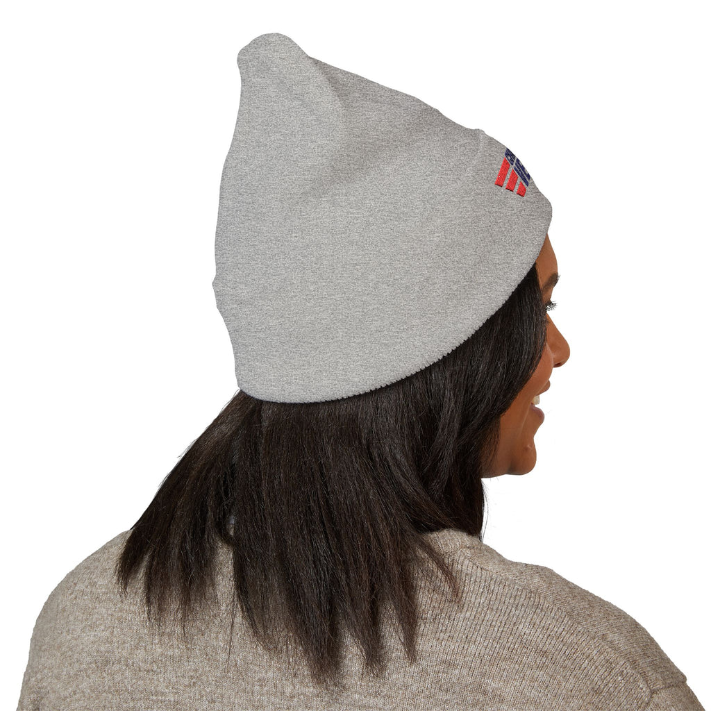 Child Support Veteran Embroidered Beanie — Patriotic Cuffed Knit Hat