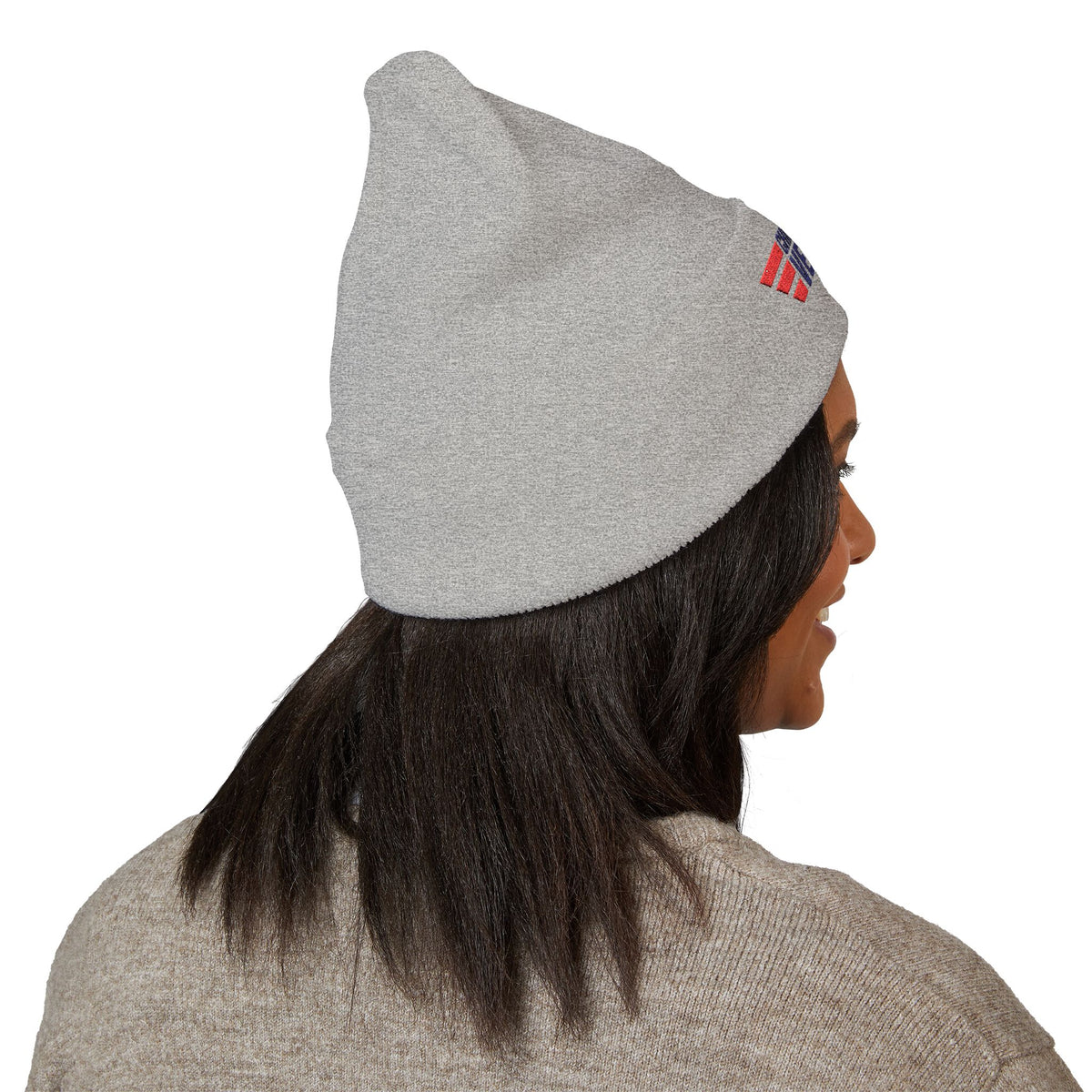 Child Support Veteran Embroidered Beanie — Patriotic Cuffed Knit Hat