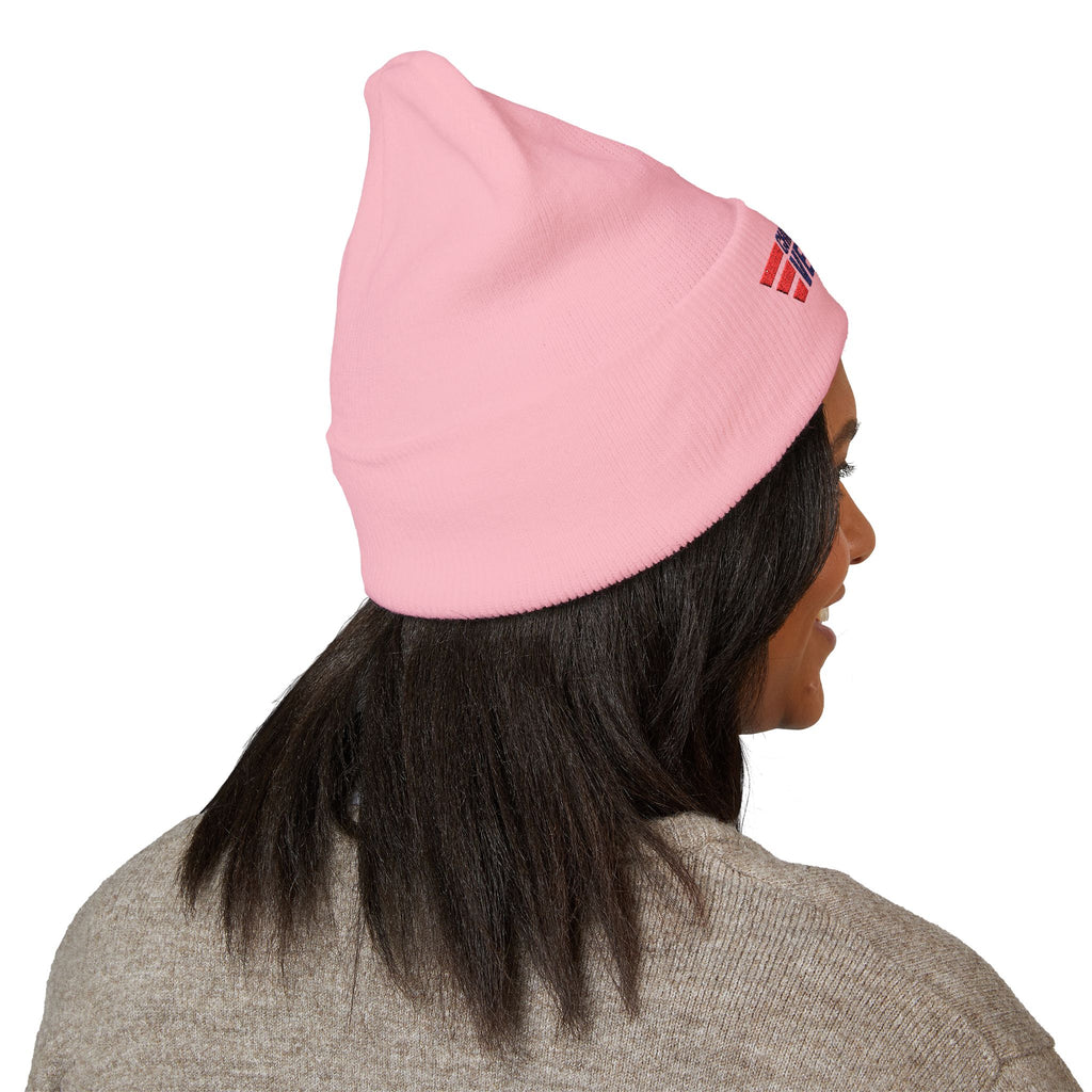 Child Support Veteran Embroidered Beanie — Patriotic Cuffed Knit Hat