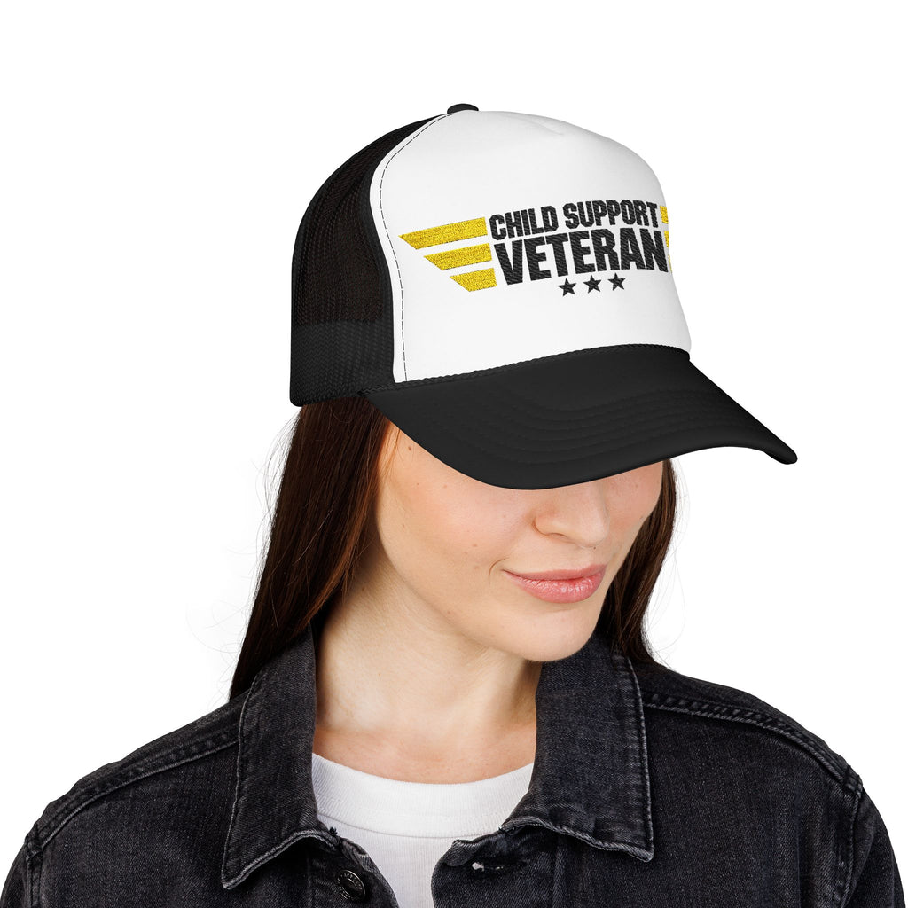 Veteran Wings Trucker Hat — Distressed 'Proud Support Veteran' Foam Cap