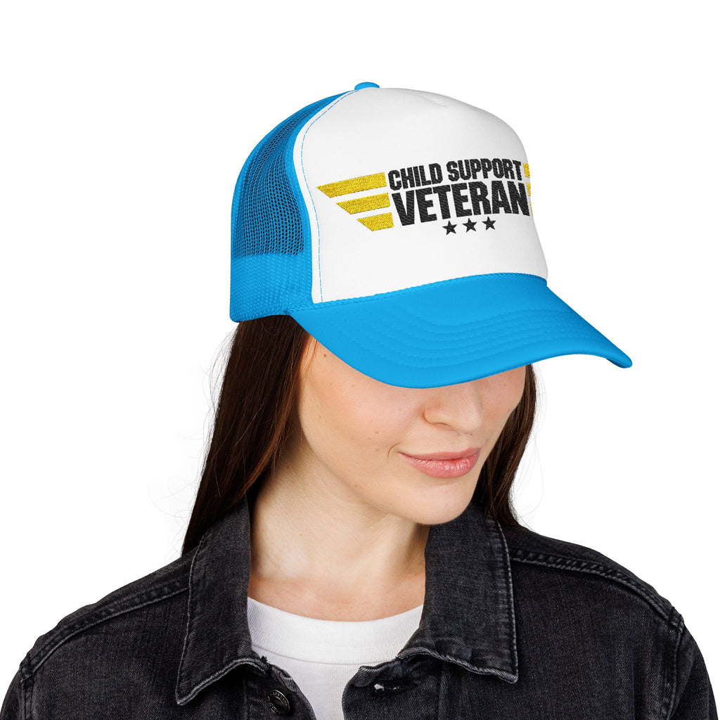 Veteran Wings Trucker Hat — Distressed 'Proud Support Veteran' Foam Cap