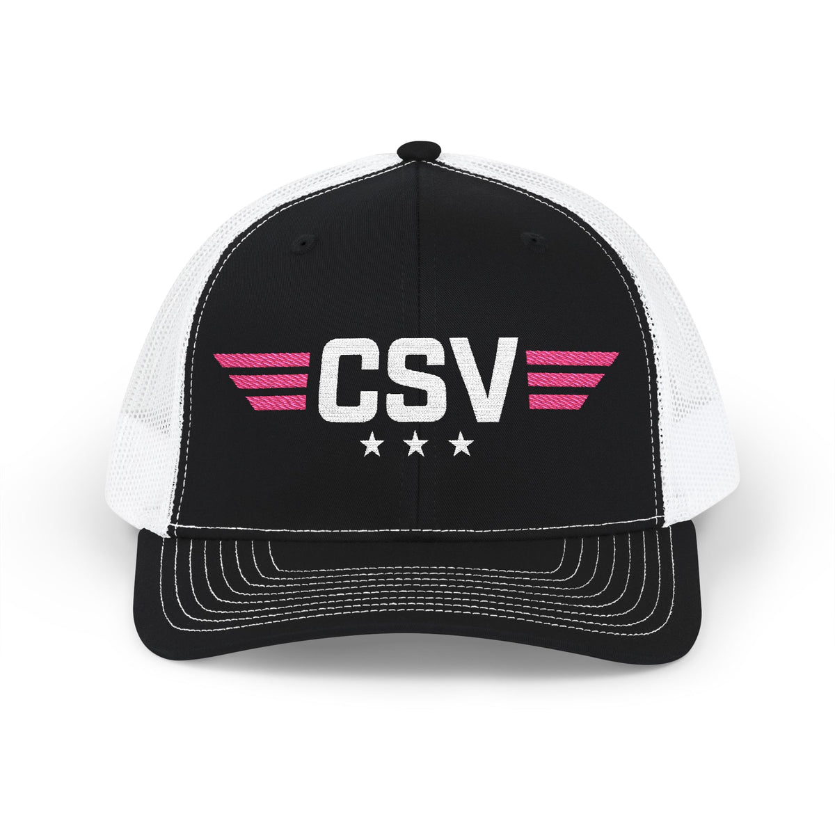 CSV Embroidered Trucker Cap — Retro Winged Logo Snapback