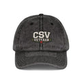 CSV Veteran Embroidered Vintage Cap — Distressed Red Military Dad Hat