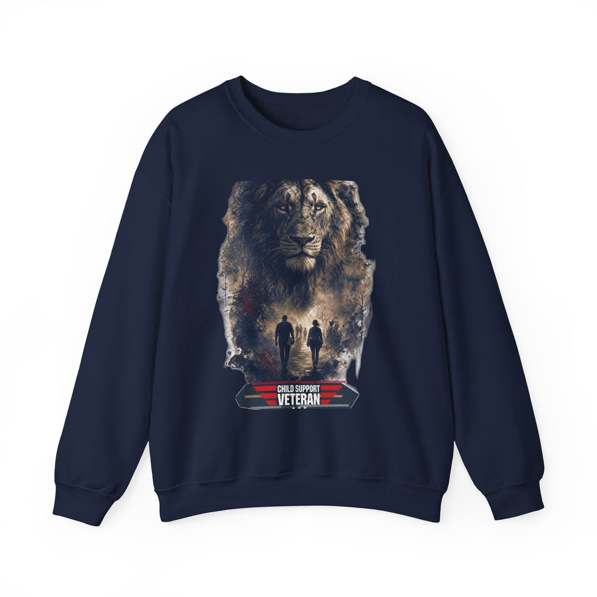 Crewneck Sweatshirt — Child Support Veteran Lion Graphic
