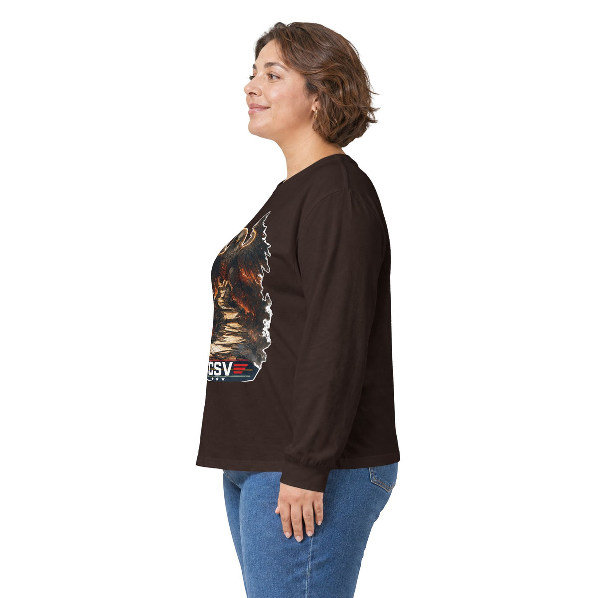 Long Sleeve Tee — Vintage Eagle Graphic “CSV” Patriotic Military Vibe