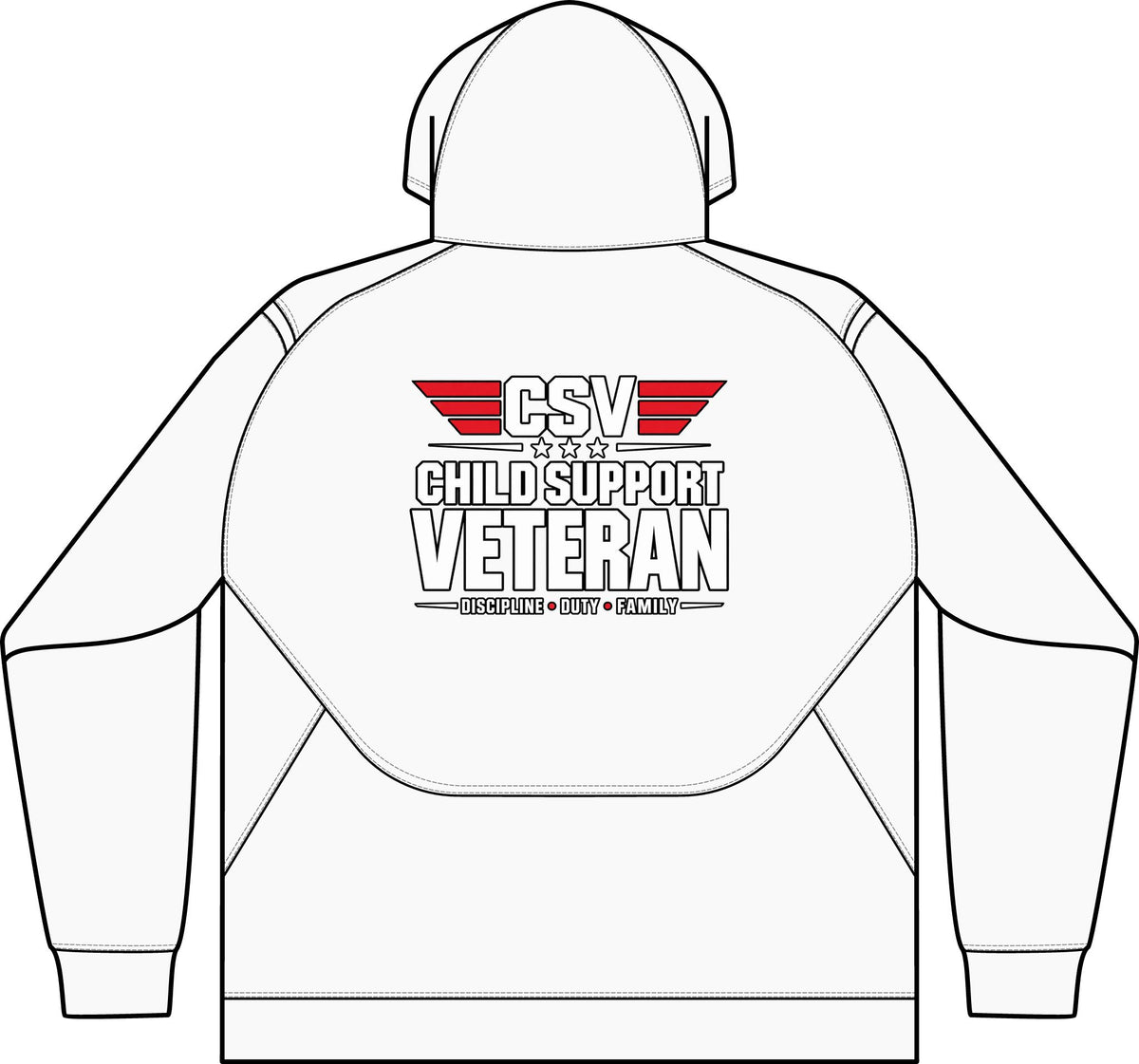 Child Support Veteran Hoodie - CSV Emblem Tech Fleece Colorblock Hooded Sweatshirt