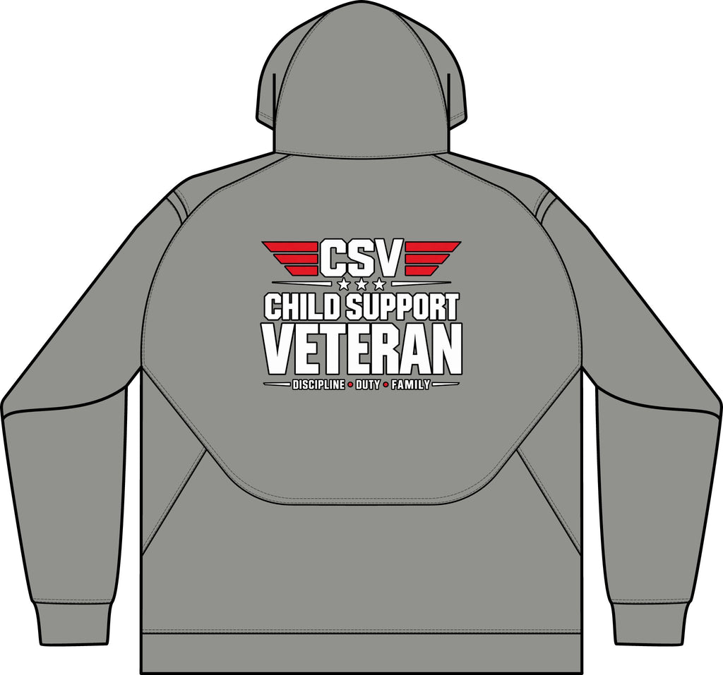 Child Support Veteran Hoodie - CSV Emblem Tech Fleece Colorblock Hooded Sweatshirt