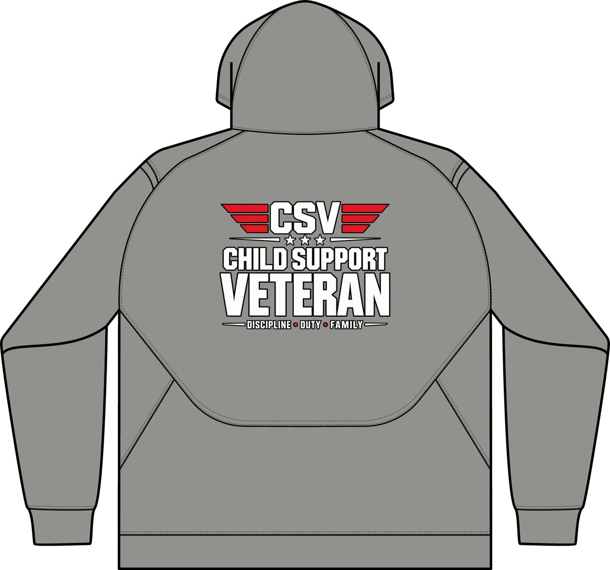 Child Support Veteran Hoodie - CSV Emblem Tech Fleece Colorblock Hooded Sweatshirt