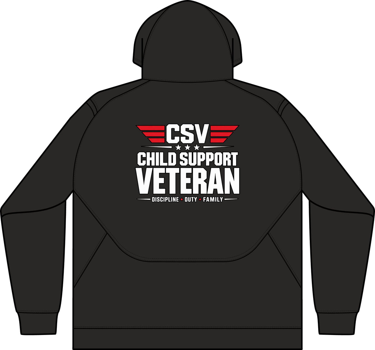 Child Support Veteran Hoodie - CSV Emblem Tech Fleece Colorblock Hooded Sweatshirt