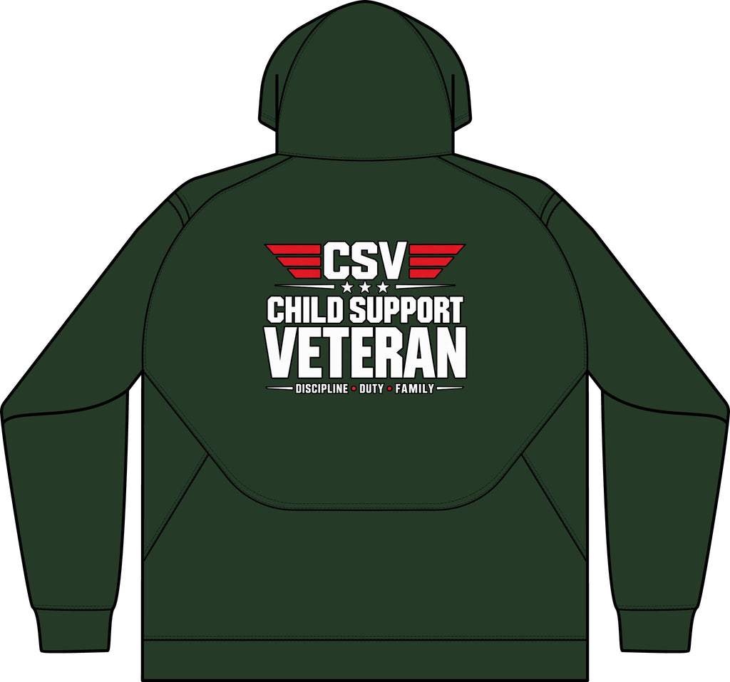 Child Support Veteran Hoodie - CSV Emblem Tech Fleece Colorblock Hooded Sweatshirt