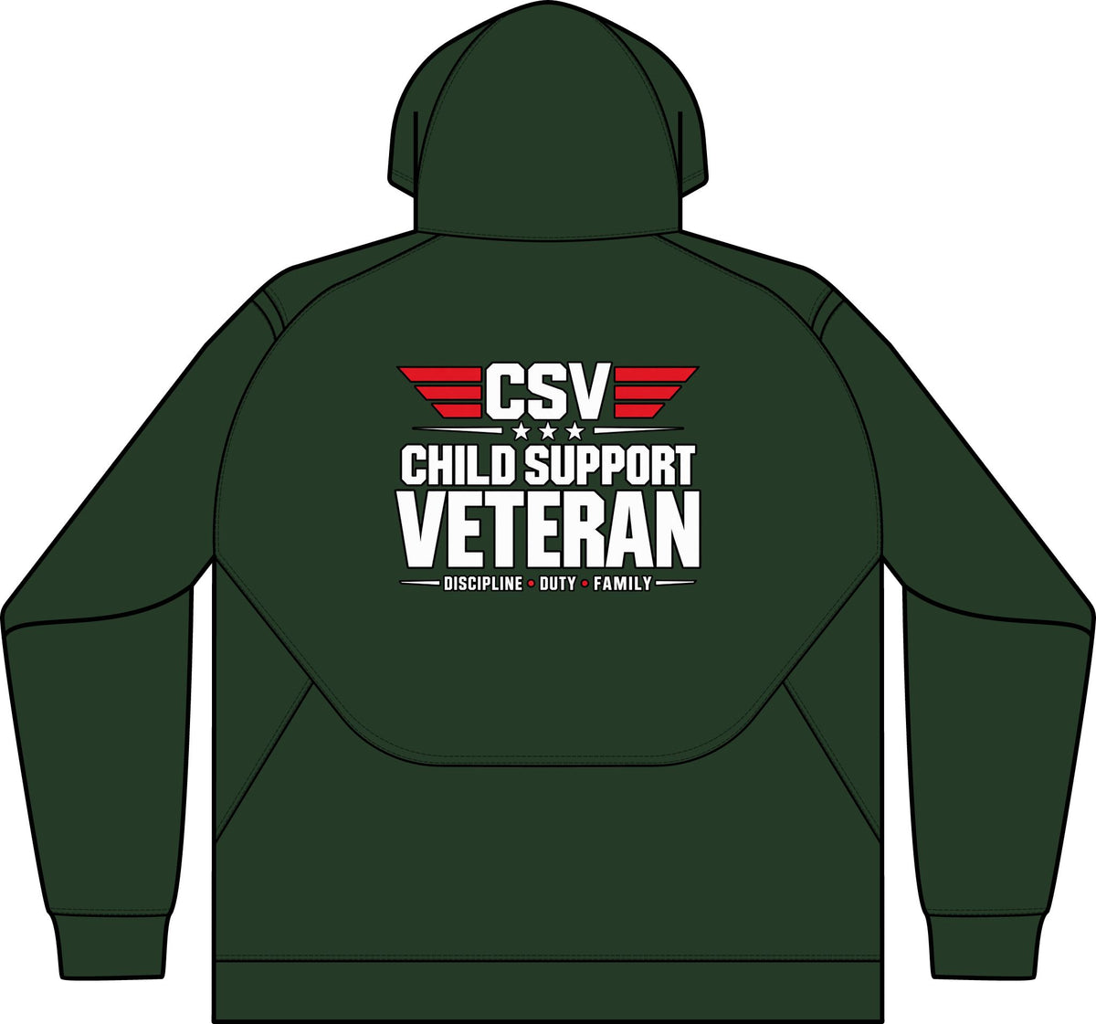 Child Support Veteran Hoodie - CSV Emblem Tech Fleece Colorblock Hooded Sweatshirt
