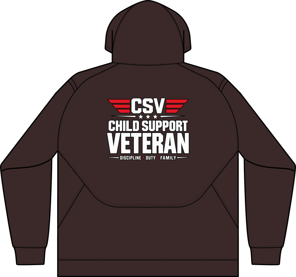 Child Support Veteran Hoodie - CSV Emblem Tech Fleece Colorblock Hooded Sweatshirt