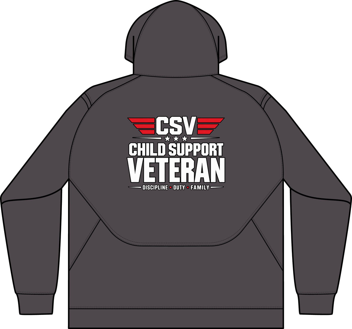 Child Support Veteran Hoodie - CSV Emblem Tech Fleece Colorblock Hooded Sweatshirt