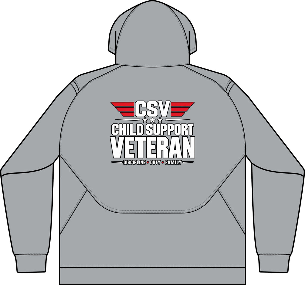Child Support Veteran Hoodie - CSV Emblem Tech Fleece Colorblock Hooded Sweatshirt